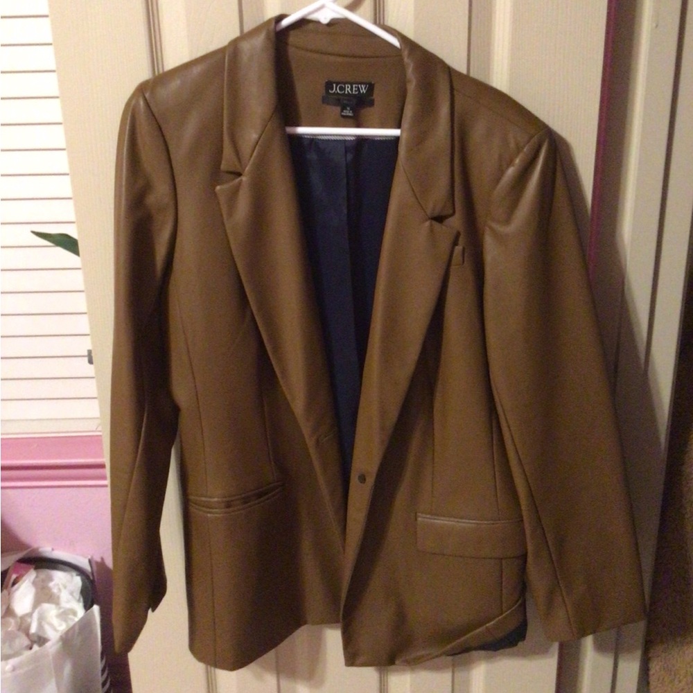 J.Crew Willa blazer in Brown Faux Leather - size 16 EUC - Picture 2 of 2